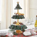 N A Plateau à gâteaux à 3 étages en forme de sapin de Noël Présentoir à cupcakes Plateau à dessert pour table de fruits