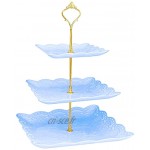 Osuter Présentoir à Gâteaux 3 Niveaux Presentoir Cupcake Bleu Support Plateau de Service pour Fête Mariage Anniversaire Home Decor