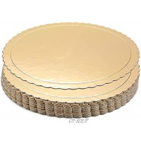 Plats de Présentation à Gâteau Circulaires à Bord Festonné Ensemble de 12 25,4 cm de diamètre Or