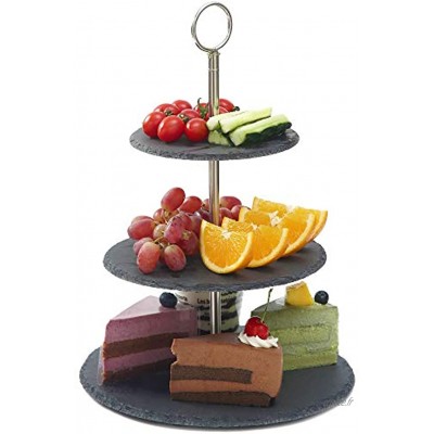 Presentoir a Gateau en Ardoise Etagere pour Dessert et Fruits 3 Etages Stable Resistant Support pour Repas