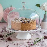 Présentoir à gâteau Sweet Flower Medium blanc avec cloche en verre Ø 28 cm