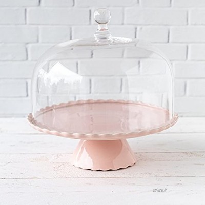 Présentoir à gâteau "Sweet Flower" Medium rose avec cloche en verre Ø 28 cm