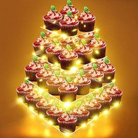Présentoir Gâteau 4 Étage Support à Cupcakes avec Guirlande Lumineuse Jaune Tour d'affichage de Dessert Présentoir à Macarons Beignet Muffin en Acrylique pour Anniversaire Mariage Fête Buffet