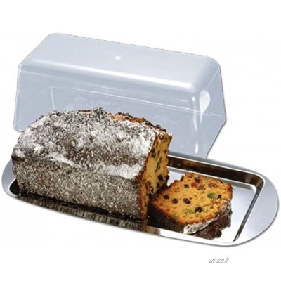 CHG 14005-60 Plat à gâteau 35x17x10 cm avec Couvercle Acier Inoxydable Argent 35 x 17 x 10 cm