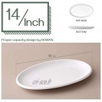 Dowan 35,6 cm Porcelaine ovale plateaux Assiettes de service – Lot de 2 Blanc empilable 14inch blanc