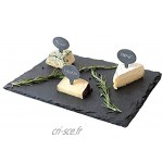 HANHAN Lot de 2 assiettes en ardoise noire en pierre naturelle plateau en ardoise pour fromage anti-repas apéritif sushis et autres 40 x 30 cm