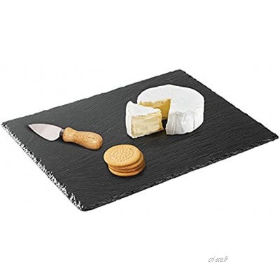 mDesign plateau ardoise – joli plateau de fromage de charcuterie de gâteau ou autre – ardoise originale pouvant également servir à annoter les menus noir