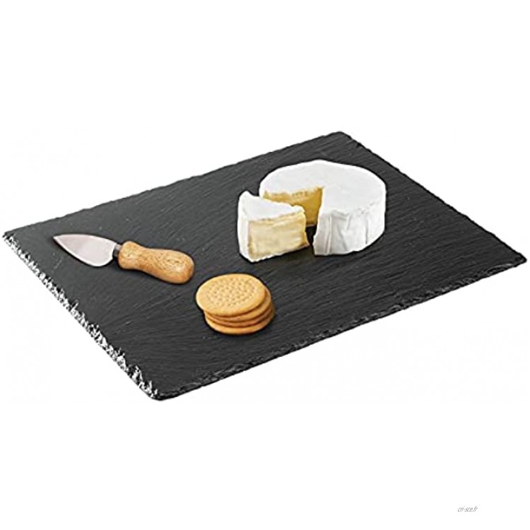 mDesign plateau ardoise – joli plateau de fromage de charcuterie de gâteau ou autre – ardoise originale pouvant également servir à annoter les menus noir