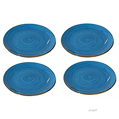 Assiettes à dessert en porcelaine 4 pièces style vintage peintes à la main bleu