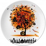 DIYthinker Arbre Halloween Cartoon Motif Décoratif en Porcelaine Assiette à Dessert 8 Pouces Dîner Accueil Cadeau 21cm Diamètre Multicolor