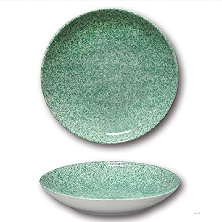 Assiettes à couscous porcelaine D 26 cm Moucheté Vert x 6
