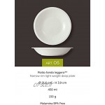 cartaffini – 6 assiettes creuses légers en mélamine diamètre : 20,7 cm – Couleur : Blanc