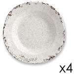 CARTAFFINI SRL Assiette creuse en mélamine Ø 23,2 cm H 3,8 cm Lot de 4 assiettes Couleur : blanc ivoire