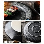 Céramique élégante de style japonais 7 pièces très grand ensemble d'assiettes peu profondes et assiette à pâtes en porcelaine gastronomique professionnelle assiette de fruits de mer pour restaurant