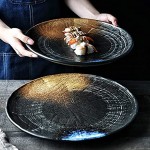 Céramique élégante de style japonais 7 pièces très grand ensemble d'assiettes peu profondes et assiette à pâtes en porcelaine gastronomique professionnelle assiette de fruits de mer pour restaurant