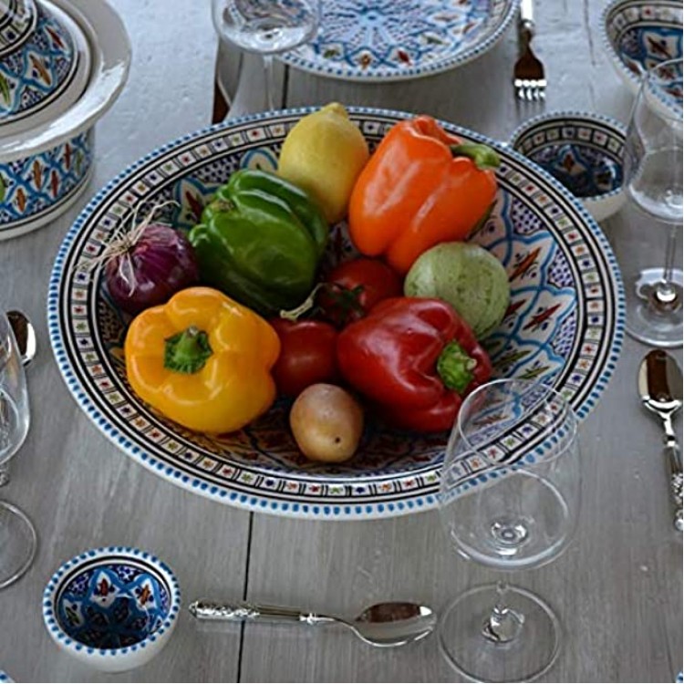 Lot de 6 grandes assiettes creuses Tebsi Bakir turquoise D 27 cm