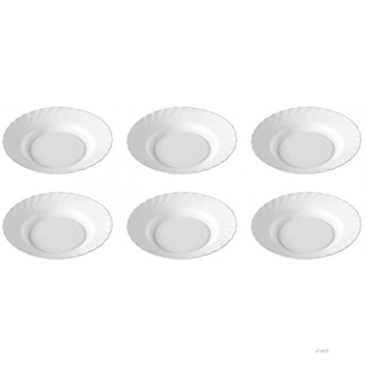 Luminarc assiettes creuses assiettes creuses 22,5 cm ø 'trianon'verre blanc lot de 6