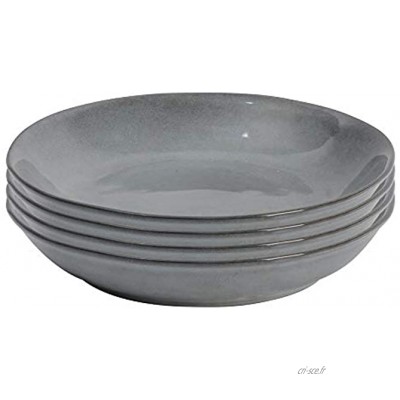 ProCook Malmo Vaisselle de Table en Grès 4 Pièces 23cm Assiette Creuse à Pâtes Glaçure Réactive Gris Anthracite