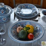 Service à couscous Marocain turquoise assiettes creuses 6 pers