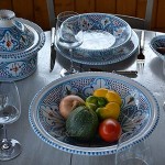 Service à couscous Marocain turquoise assiettes creuses 8 pers