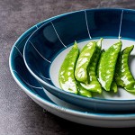 XIUXIU Assiette creuse japonaise assiette creuse salade plat plat à pâtes en céramique bleu rond Taille : 20.3X4CM
