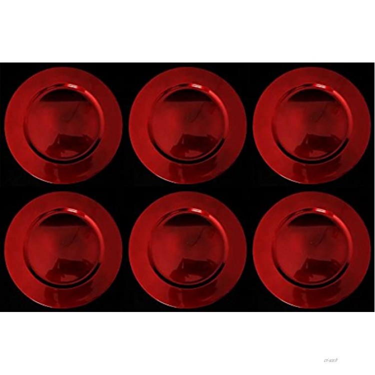 6 Assiettes de Présentation rondes rouge 33 cm de noël noël décor table