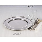 APS set de table assiette décorative hautement polie Ø 30 5 cm de diamètre set de table avec bord perlé soucoupe en acier inoxydable empilable va au lave-vaisselle