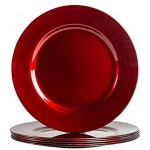 Argon Tableware 6 pièce métallique Chargeur microplaques Fini métallique 33cm Rouge foncé