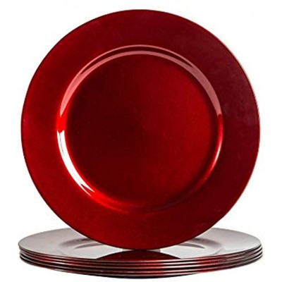 Argon Tableware 6 pièce métallique Chargeur microplaques Fini métallique 33cm Rouge foncé