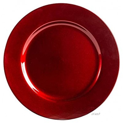 Argon Tableware Chargeur Simple Plaque décoratif sous-Plaque Métalliques Finition 33cm Rouge foncé