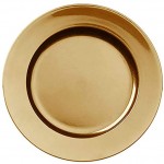 Assiette décorative d'environ 33 cm de diamètre Assiettes en plastique pour décoration de table individuelle Assiettes de présentation modernes 1 assiette décorative dorée.