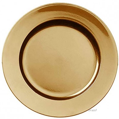 Assiette décorative d'environ 33 cm de diamètre Assiettes en plastique pour décoration de table individuelle Assiettes de présentation modernes 1 assiette décorative dorée.
