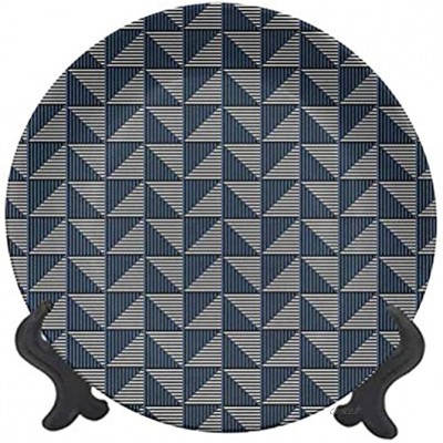 Assiette décorative en céramique à rayures de 20,3 cm motif symétrique et géométrique avec formes triangulaires en losange et rayures pour table de Noël