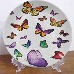 Assiette décorative en céramique en forme de papillon de 20,3 cm Collection de papillons volants de différentes couleurs Pour table de salle à manger décoration d'intérieur