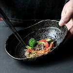 Assiette En Céramique De Style Japonais Assiette À Sushi Bol À Ramen Ovale Assiette Noire À La Maison Vaisselle De Restaurant Sushi Dish Grès-1pcs