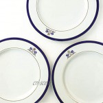 FranquiHOgar Assiettes de présentation larges 30 cm dessous-de-plat en porcelaine pour servir classiques lot de 6 assiettes Duisburg blanches décorées d'or et d'une touche de bleu cobalt