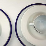 FranquiHOgar Assiettes de présentation larges 30 cm dessous-de-plat en porcelaine pour servir classiques lot de 6 assiettes Duisburg blanches décorées d'or et d'une touche de bleu cobalt