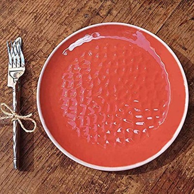 Les Jardins de la Comtesse Set de 2 Petites Assiettes en Mélamine Pure Aspect Martelé Rouge 23 cm Service de Table Collection de Vaisselle Quasi-Incassable MelARTmine