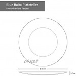 MamboCat Blue Baita Lot de 6 grandes assiettes de table bleues Assiettes décoratives maritimes en plastique Ø 33 cm Set de table moderne avec motif tourbillon Facile d'entretien et empilable