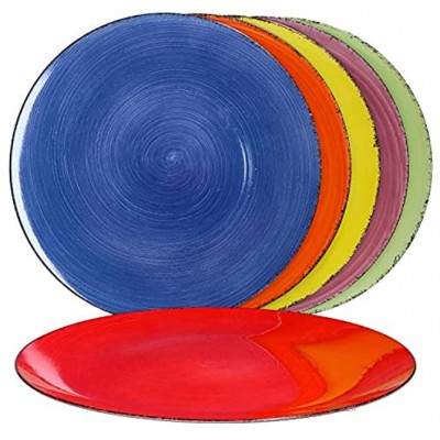 MamboCat Unicolour Lot de 6 assiettes de table multicolores Service de table moderne lavable en plastique 33 cm de diamètre 6 couleurs – Facile d'entretien et empilable