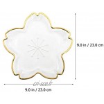 Yardwe Grande assiette de service en verre en forme de sakura avec bord doré pour Noël événements mariages 23 cm de diamètre