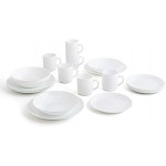 Arcopal Service de table complet pour 6 personnes 24 pièces plats creux 6 assiettes à dessert et 6 mugs verre opale unique