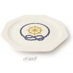 CARTAFFINI SRL Assiette plate avec gouvernail octogonal en mélamine 24 x 24 cm Lot de 4 pièces Couleur : blanc ivoire