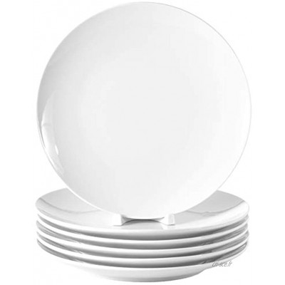 Lot de 6 assiettes plates en porcelaine véritable Ø 240 mm Blanc Idéal pour peindre vaisselle de table pour la restauration et la maison