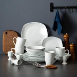 MALACASA Série Elisa 40 Pcs Service de Table Porcelaine 8 * [Assiettes Plates] [Assiettes à Dessert] [Bol à Céréales] [Coquetier] [Mugs] Vaisselles à dinner pour 4 Personnes