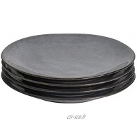ProCook Malmo Vaisselle de Table en Grès 4 Pièces Grande Assiette Plate 28cm Glaçure Réactive Gris Anthracite