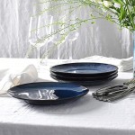 ProCook Vaasa Vaisselle de Table en Grès 4 Pièces 24cm Assiette à Salade Glaçure Réactive Bleu