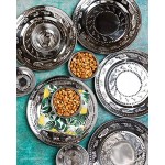 Talking Tables Assiette à dîner indienne en acier inoxydable argenté  Vaisselle pour dîner anniversaire mariage anniversaire Noël ensemble Thali BOHO-PLATE-SLV