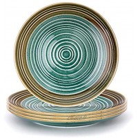 THE CHEF COLLECTION SET de 4 unités. Assiette Llano Art 26 collection Art assiette plate porcelaine colorée 26,5 x 26,5 x 2,6 cm