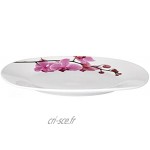 Van Well Assiette plate Kyoto 250 x 250 mm grande assiette plate assiette de service vaisselle en porcelaine décor floral orchidée rose et rouge rose